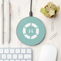 Futuristic SciFi Circle With Custom Monogram Mint Wireless Charger