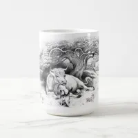 Vintage Cow and Cat Sketch Coffee Mug