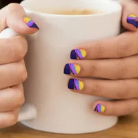 Blue Yellow Pink Colorful Minx Nail Art