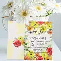 Watercolor Spring Daisy Flowers Bridal Shower Invitation