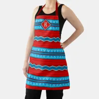 Southwest River Canyon Red Turquoise Monogram Apron
