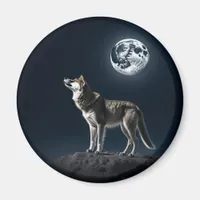 Full Moon Shining on the Wolf Magnet