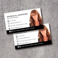 Professional Photo Social Media Icons Real Estate  Business Card