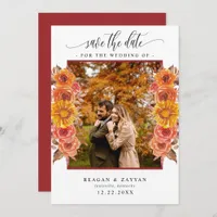 Fall Floral Photo Save the Date Card