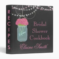 pink floral Chalkboard Mason Jar Recipe Folder