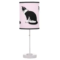 Tuxedo Black and White Cat Customizeable Table Lamp