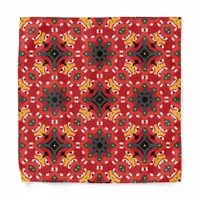 Red Ethnic Boho Oriental Arabesque Mosaic Pattern Bandana