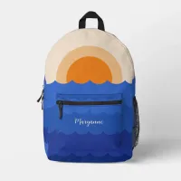 Ocean sunset minimalist scene  printed backpack