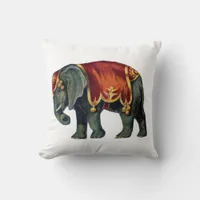 Vintage Circus Elephant Throw Pillow