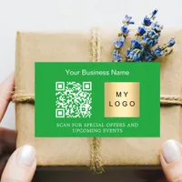 Business name logo qr code green rectangular sticker