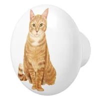 Orange Tabby Cat Custom Ceramic Knob