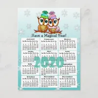 Cute 2020 Whimsical Owls Mini Calendar Postcard