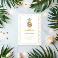 Gold Pineapple Graduation Party Invitation