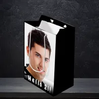 21st birthday custom photo hello 21 guy black medium gift bag