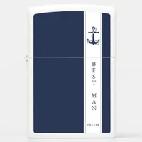 Blue Wave Wedding Wht/Navy Best Man ID836 Zippo Lighter