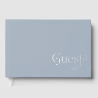 Elegant Modern Dusty Blue Wedding Foil Guest Book