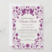 Purple Floral Romantic Aesthetic Spanish Wedding Invitation