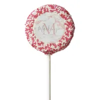 Elegant Rose Gold Foil White Marble Monogram Chocolate Covered Oreo Pop