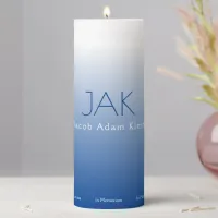 Minimalist Monogram and Name on Gradient Memorial Pillar Candle