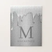 Liquid Chrome Dripping Metal Monogram Jigsaw Puzzle