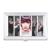 Modern Glamour Retro Style Portfolio Photo Collage Business Card Case