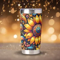 Beautiful Hyperrealistic Sunflower Art   Insulated Tumbler