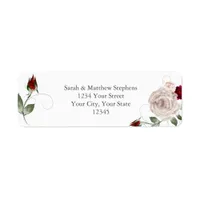 Cabernet Red and Dusty Blush Watercolor Roses Label