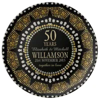 Tribal Sun Black Gold Anniversary Gift Plate