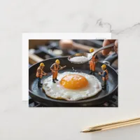 Four Funny Construction Workers Fixing Eggs Postcard