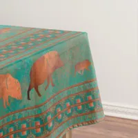 Southwest Cute Javelina Family Copper Teal Medium Tablecloth