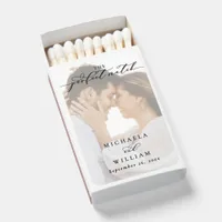 Elegant Modern Calligraphy Photo Wedding Matchboxes