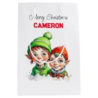 Personalized Little Elves Christmas Medium Gift Bag