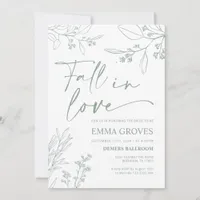 Sage Green  Bridal Shower Fall in Love Invitation