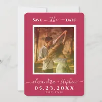 Stylish Photo Hand Lettering Minimalist Magenta Save The Date