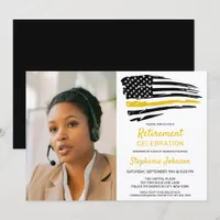 Dispatcher Custom Photo Thin Gold Line Retirement  Invitation