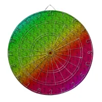 Diag Rainbow Gradient Floral Pattern Red Green Dartboard With Darts