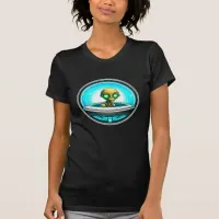 Extra Terrestrial Alien Flying a UFO T-Shirt