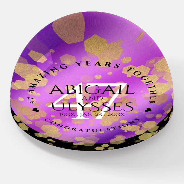 Elegant 47th Amethyst Wedding Anniversary Paperweight