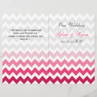 Ombre Pink Chevron folded Wedding program