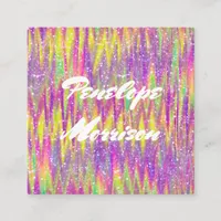 Trendy Colorful Glitter Makeup Artist and Hair Square Business Card