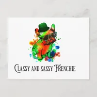 classy and sassy Frenchie Postcard