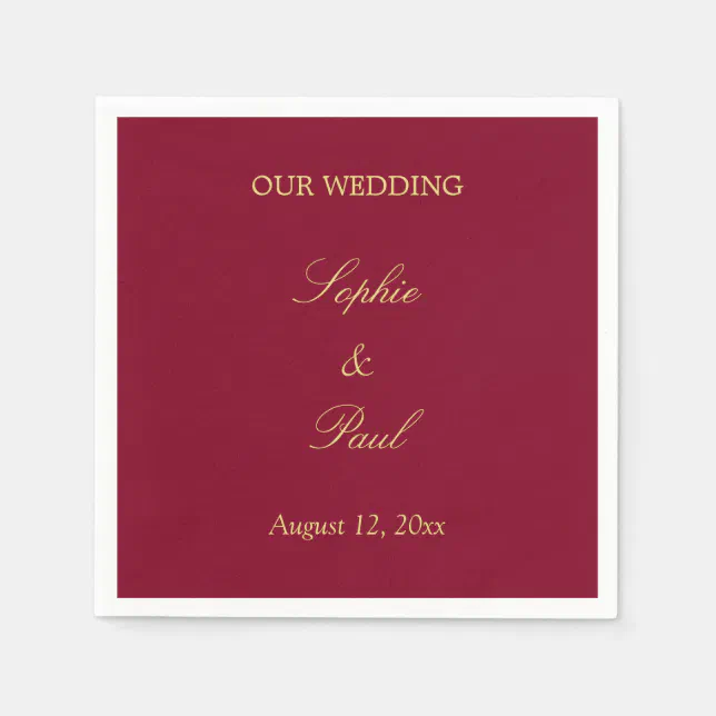 Burgundy Golden Beige Wedding Napkins