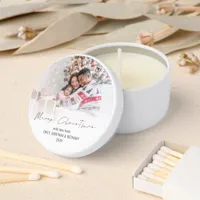 Modern Merry Christmas Family Photo Overlay  Mini Candle Favors