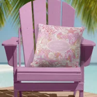 Nautical Beach Collage Hot Pink ID840 Throw Pillow