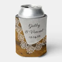Country Lace Barn Wedding Favor Can Cooler