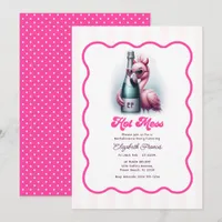 Hot Pink Champagne Flamingo Bachelorette Party Invitation