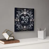 Silver Celebration: 25th Anniversary Square Wall Clock