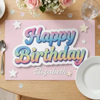 Rainbow Bubbly Letters Birthday Paper Placemat
