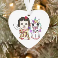 Cute Little Fairy and her Unicorn  Ornament