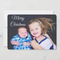 Personalized Family Photo Christmas Card Plaid